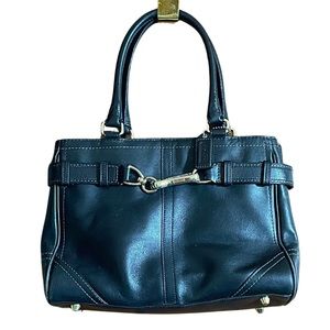 Coach Black Leather Hampton Satchel Handbag 2006 8A70